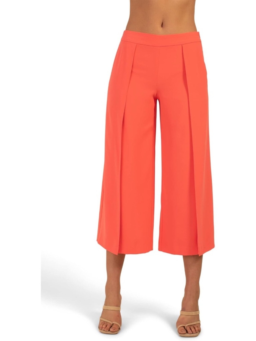 Trina Turk Esplande Wide Leg Cropped Crepe Pant Coral Size 12 NWT